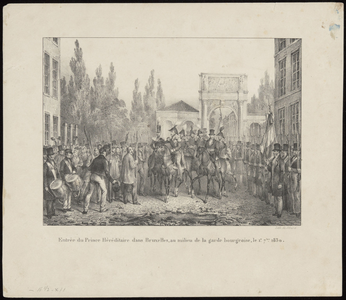 60 Entrée du Prince Héréditaire dans Bruxelles, au millieu de la garde bourgeoise, le 1r, 7bre, 1830.