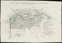 77 Plattegrond van ingenomen stellingen door de Nederlandse en Belgische troepen, in het hogere gedeelte van de stad ...
