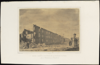 455 5. GRANDE CASERNE D'INFANTERIE DE LA CITADELLE D'ANVERS. Après le Bombardement en Decembre 1832.