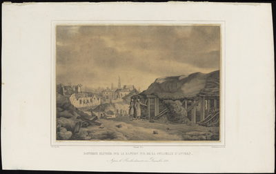 456 6. BATTERIE BLINDéE SUR LE BASTION No. 3 DE LA CITADELLE D'ANVERS. Après le Bombardement en Decembre 1832.