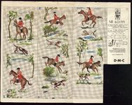 7679 Dit is een borduurpatroon in kleur voor een schellekoord: zes ruiters te paard