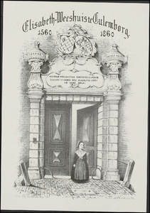 200 Tekening van de toegangspoort van het Weeshuis dat in 1560 gebouwd werd uit de nalatenschap van gravin Elisabeth.