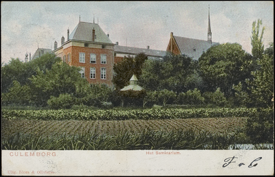 692 Ingekleurd. Zicht op het klein Seminarie vanaf de Oostersingel. Het klein Seminarie werd tussen 1857 en 1899 ...