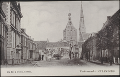953 Varkensmarkt met Binnenpoort en Toren van de RK Barbarakerk.