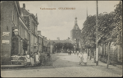 967 Varkensmarkt met Binnenpoort en Toren van de RK Barbarakerk.