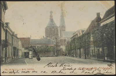 976 Varkensmarkt met Binnenpoort en Toren van de RK Barbarakerk.