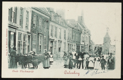 1603 Oude Vismarkt richting de Markt met zichtbaar de Binnenpoort.