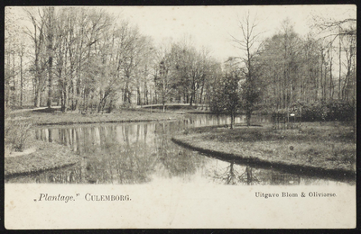 1926 Vijver en bruggetje in de Plantage. Het stadspark van Culemborg aan de Wilhelminadreef.