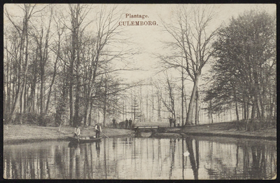 1927 Vijver en bruggetje in de Plantage. Het stadspark van Culemborg aan de Wilhelminadreef.