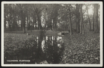 1941 Vijver en bruggetje in de Plantage. Het stadspark van Culemborg aan de Wilhelminadreef.