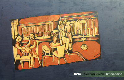 276 Kunstenaar Ewout Borger (42, geboren in Twente) verfraaid, in opdracht van Blijdesteijn Mode, met acryl verf de ...