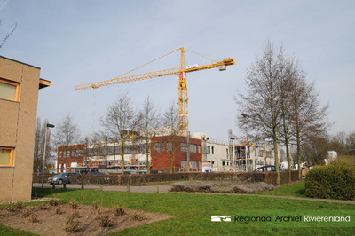 294 Fotoreportage van de bouwwerkzaamheden van het nieuwe Archiefgebouw/kantoor SCW Tiel. Het nieuwe pand, met ...