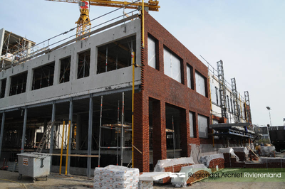 300 Fotoreportage van de bouwwerkzaamheden van het nieuwe Archiefgebouw/kantoor SCW Tiel. Het nieuwe pand, met ...