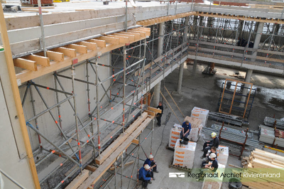 323 Fotoreportage van de bouwwerkzaamheden van het nieuwe Archiefgebouw/kantoor SCW Tiel. Het nieuwe pand, met ...