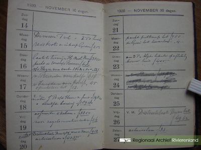 358 Foto's van agenda/dagboek H.M. de Kruijf, landbouwer in Buren. Bevat drie bijgesloten foto's