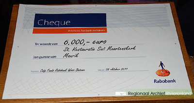 907 Stichting Restauratie Sint Maartenskerk te Maurik heeft van de Rabobank West-Betuwe een sponsor bijdrage van € ...