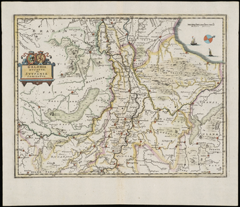 35 Een overzichtskaart van het Hertogdom Gelre met het Gelders Rivierengebied en het Graafschap Zutphen met het westen ...