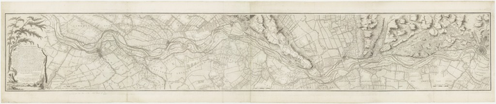 119 Een kaart van de rivier de Lek-Rijn vanaf Culemborg tot aan Arnhem. Links op de kaart de cartouche met de uitleg ...