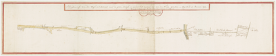 120 Een handgetekende kaart van de weg en het zandpad vanaf het kerkhof aan de Nachtegaalslaan in Tiel tot aan de ...
