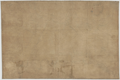 121 Een manuscriptkaart van de graafschappen Buren, Leerdam en Culemborg. Op de kaart is het landschap in detail ...