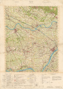 126 Een topografische kaart van het gebied tussen de hoekpunten Culemborg en Amerongen, Hellouw en Tiel, 1958