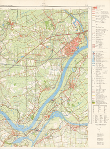 132 Een topografische kaart van Tiel en omgeving met het gebied tussen de hoekpunten Buren en Tiel, Hurwenen en Wamel, 1966