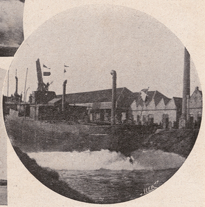 279 Te waterlating stoomschip Falstadt voor Noorwegen op de scheepswerf Meyer te Zaltbommel