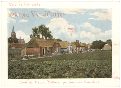 40 Van Houten's Cacao: Vue de Hollande, coin de Hedel, Betuwe (prov de Gueldre). Zicht op huisjes in de Nieuwstraat met ...