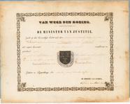 1700 Diploma verleend door de minister van Justitie van het wapen van de gemeente Buurmalsen