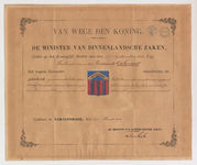 1435 Diploma verleend door de minister van binnenlandse zaken van het wapen van de gemeente Ophemert, met bijlage