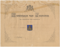 1778 Diploma verleend door de minister van justitie houdende verklaring dat het afgebeelde wapen gelijk is aan het ...