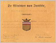 2528 Diploma verleend door de minister van justitie van het wapen van de gemeente Driel
