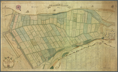 G50 KAART van Het Gehele Monnike-land [ Munnikenland - Monnikenland ] Binnen en Buiten de kade of dijk gelegen, [1843]