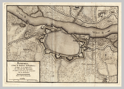 B100017 Bommel (dans le Brabant Hollandois) Assiegé le 20 Juillet 1672 Par M. le Ml. de Turenne et rendu à  ce Gl. le ...