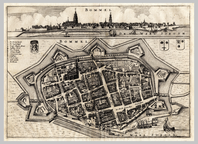 B100011 Plattegrond met stadsfront aangezicht, [1654]