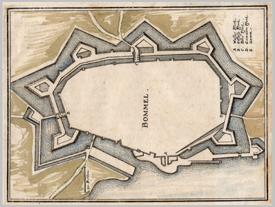 71 BOMMEL : plattegrond van de vestingwallen