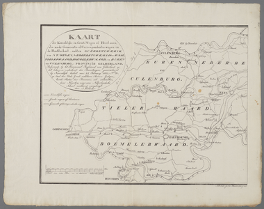 C100077 KAART der Koninklijke en Groote Wegen of Heerbanen als-mede Gemeente of Correspondentiewegen in de Hoofdschout ...