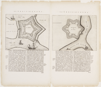 C100091 Plattegronden van de schansen van Sint Andries en De Voorn (Fort Nassau), [1660]