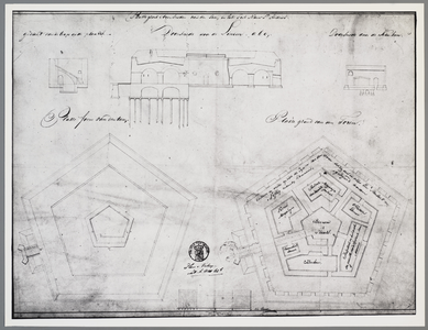  Plattegrond en doorsneden van de toren in het Fort Nieuw St. Andries, [1815]
