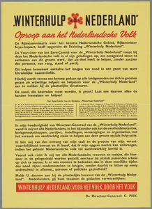 C100186 Winterhulp Nederland, Oproep aan het Nederlandsche volk door C. Piek, directeur-generaal van Winterhulp ...