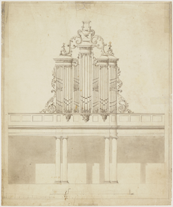  Tekening van het front van een kerkorgel., [1870]