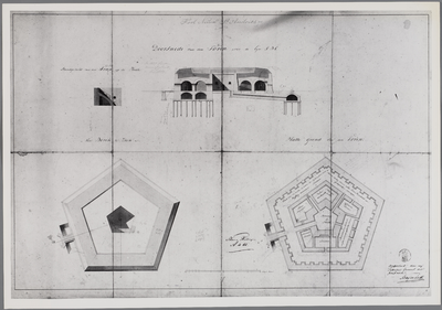  Plattegrond, doorsneden en bovenaanzicht, ontwerp, [1827]