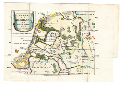 66 KAART VAN NEDERLAND EN WOONPLAATSEN DER OUDE VOLKEREN, [1783]