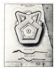85 Plattegrond van het fort Nieuw Sint Andries met twee profielen, [1818]