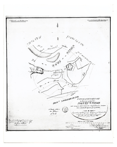88 Kaart van de gebouwde eigendommen binnen de verboden kring van fort Nieuw Sint Andries, [1826]