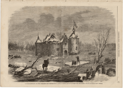 3503-Br-3320 Inondation en Hollande; le chateau Ammerzode, dans le Bommelerwoard, province de Gueldre, ayant servi de ...