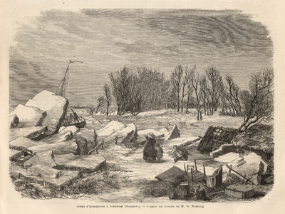 3503-Br-3320 Scene d'inondation a Nieuwaal (Hollande), [1861]
