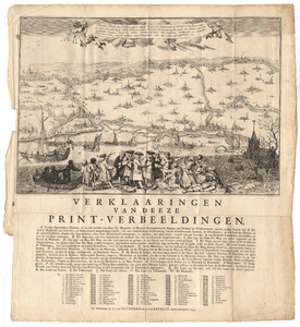 C100232 Kaart van de overstromingen in het rivierengebied met uitleg en legenda, [1741]