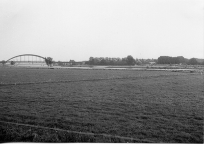 10-15013 Uiterwaarden met op de achtergrond de verkeersbrug over de Maas.