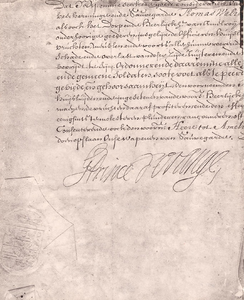 4-1391 Brief uit het huisarchief Ammersoyen met handtekening prins van Oranje